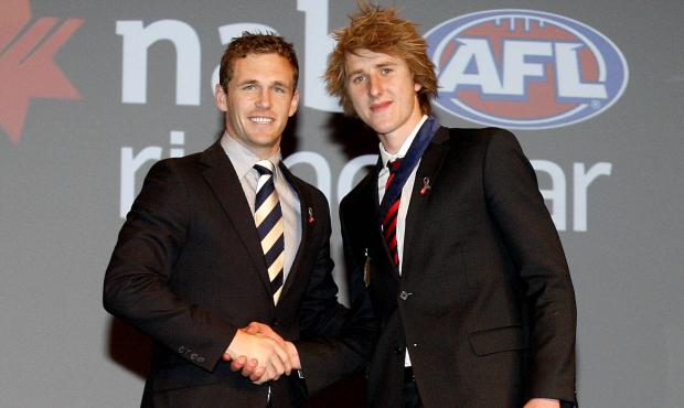 2_AA070911LC760.jpg Joel Selwood with Dyson Heppell at the 2011 NAB AFL Rising Star ceremony - ${keywords}